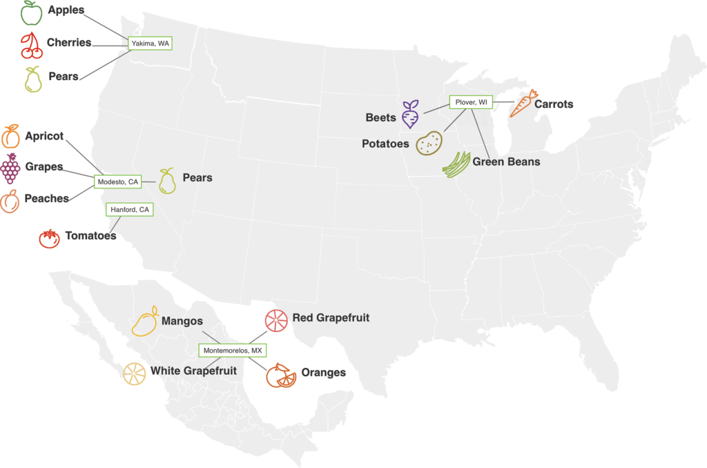 Del Monte farming map across the US
